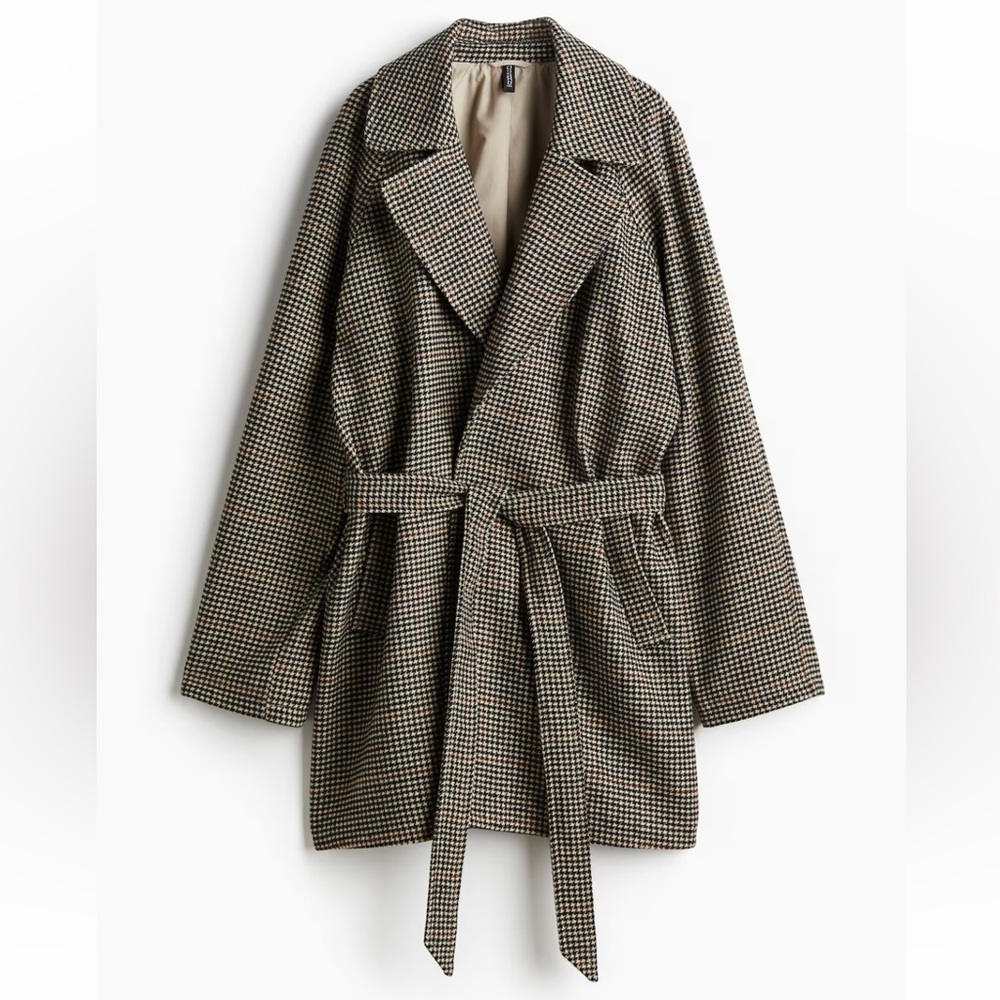 H&M Tie-Belt Felted Coat